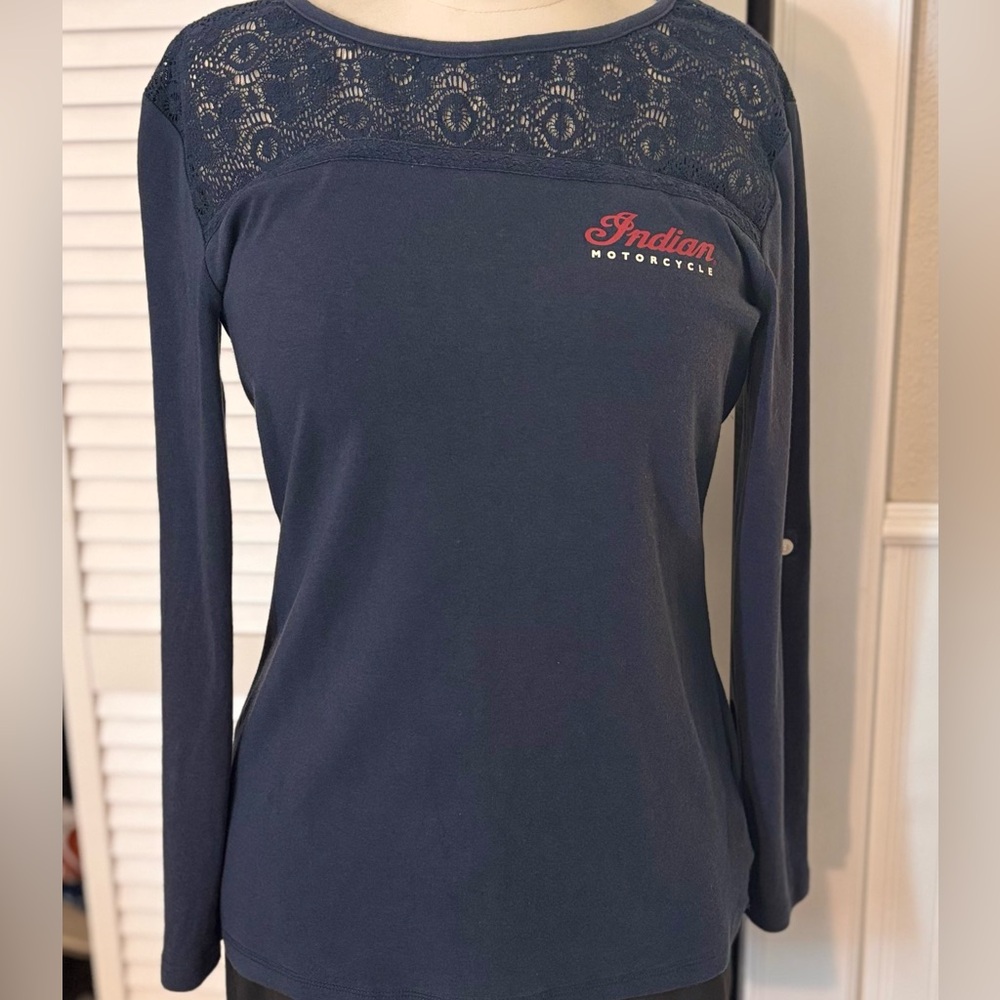 Women's Indian Motorcycle Long Sleeve Top with Lace accents